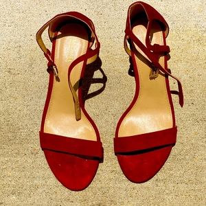 maroon strappy heels